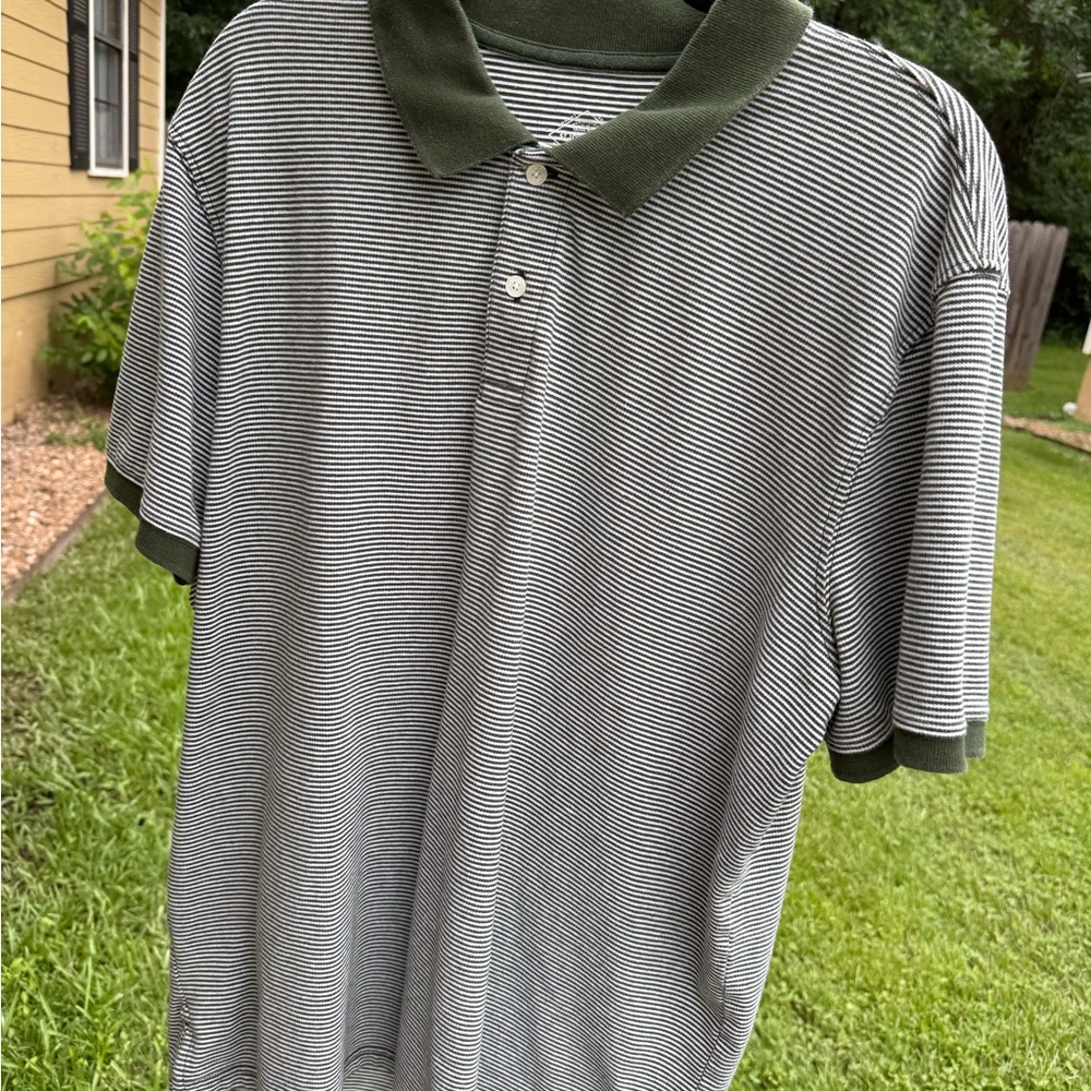 St. John's Bay Green and White Polo Shirt
